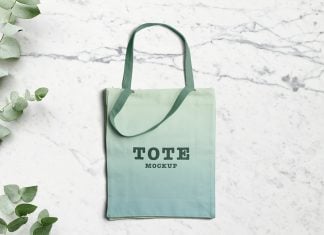 Free Top View Canvas Tote Bag Mockup PSD