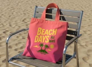 Free Tote Beach Bag Mockup PSD