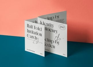 Free Bi-Fold Brochure / Invite Card Mockup PSD