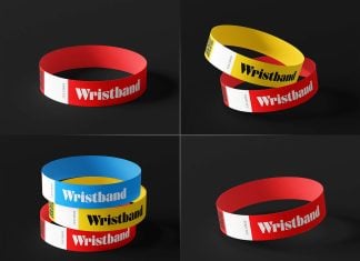 Free Paper Tyvek Wristband Mockup PSD