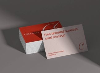 Free Textured Business Card Mockup With Different Shadows