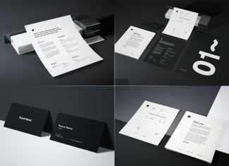 5 Free Granite Stationery Bundle Mockup PSD Files