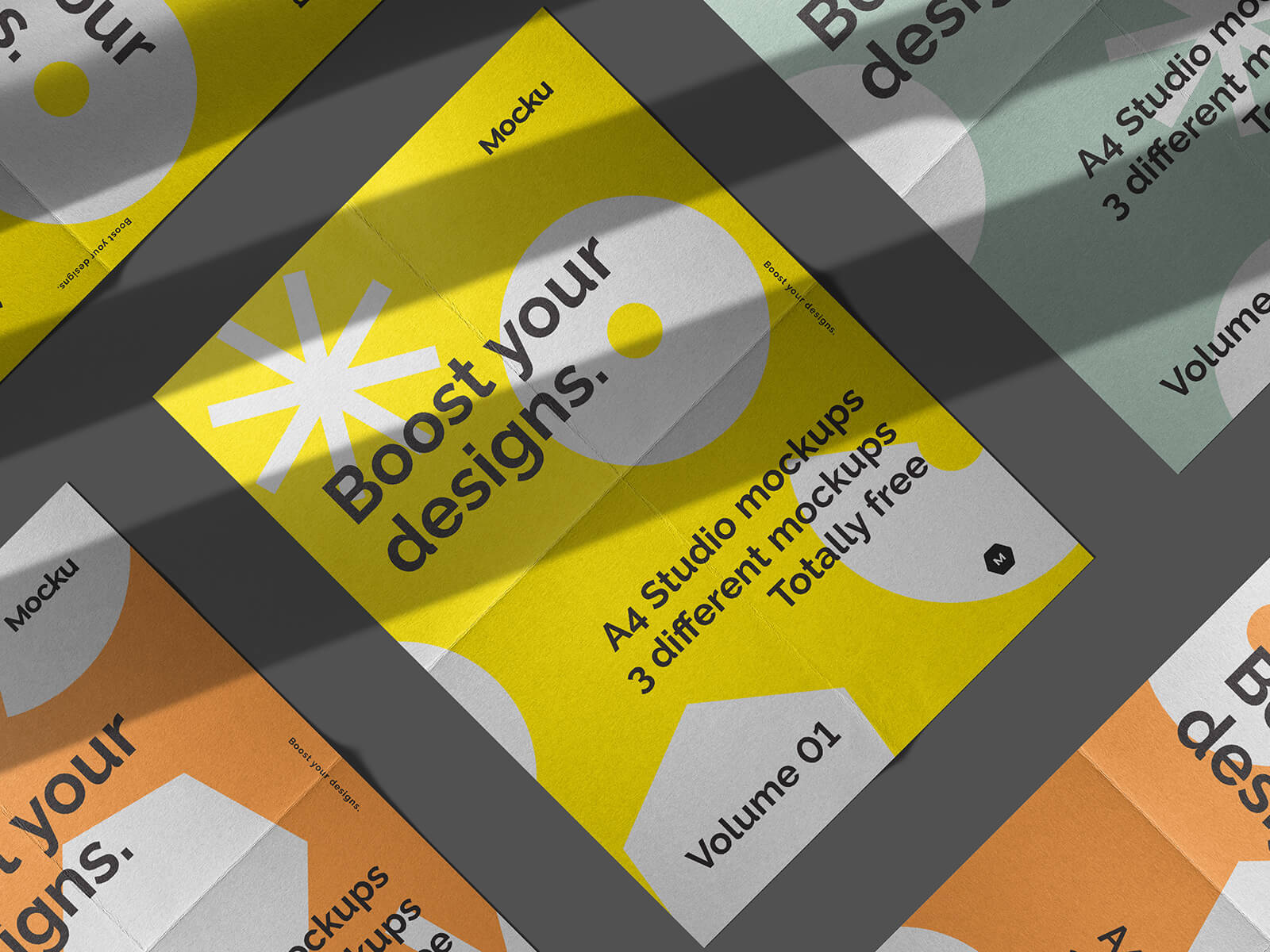 3 Free A4 Paper Flyer Studio Mockup PSD Files