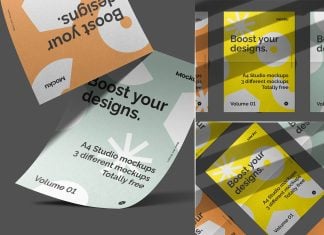 3 Free A4 Paper Flyer Studio Mockup PSD Files