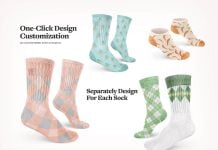 Free Super Realistic 3D Socks Mockup PSD