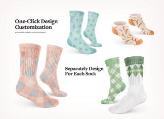Free Super Realistic 3D Socks Mockup PSD