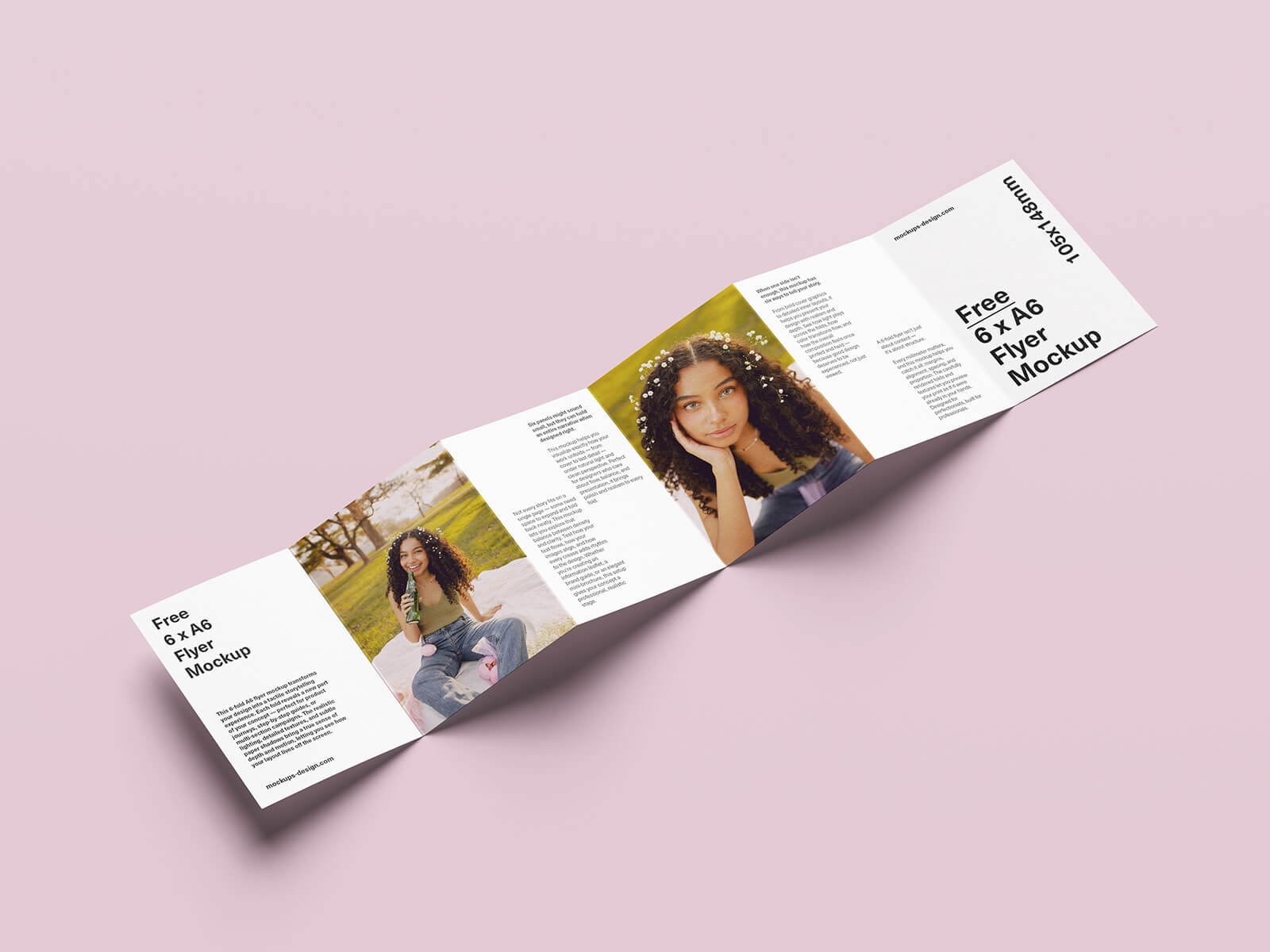 5 Free A6 Size 6-Fold Accordion Brochure Mockup PSD