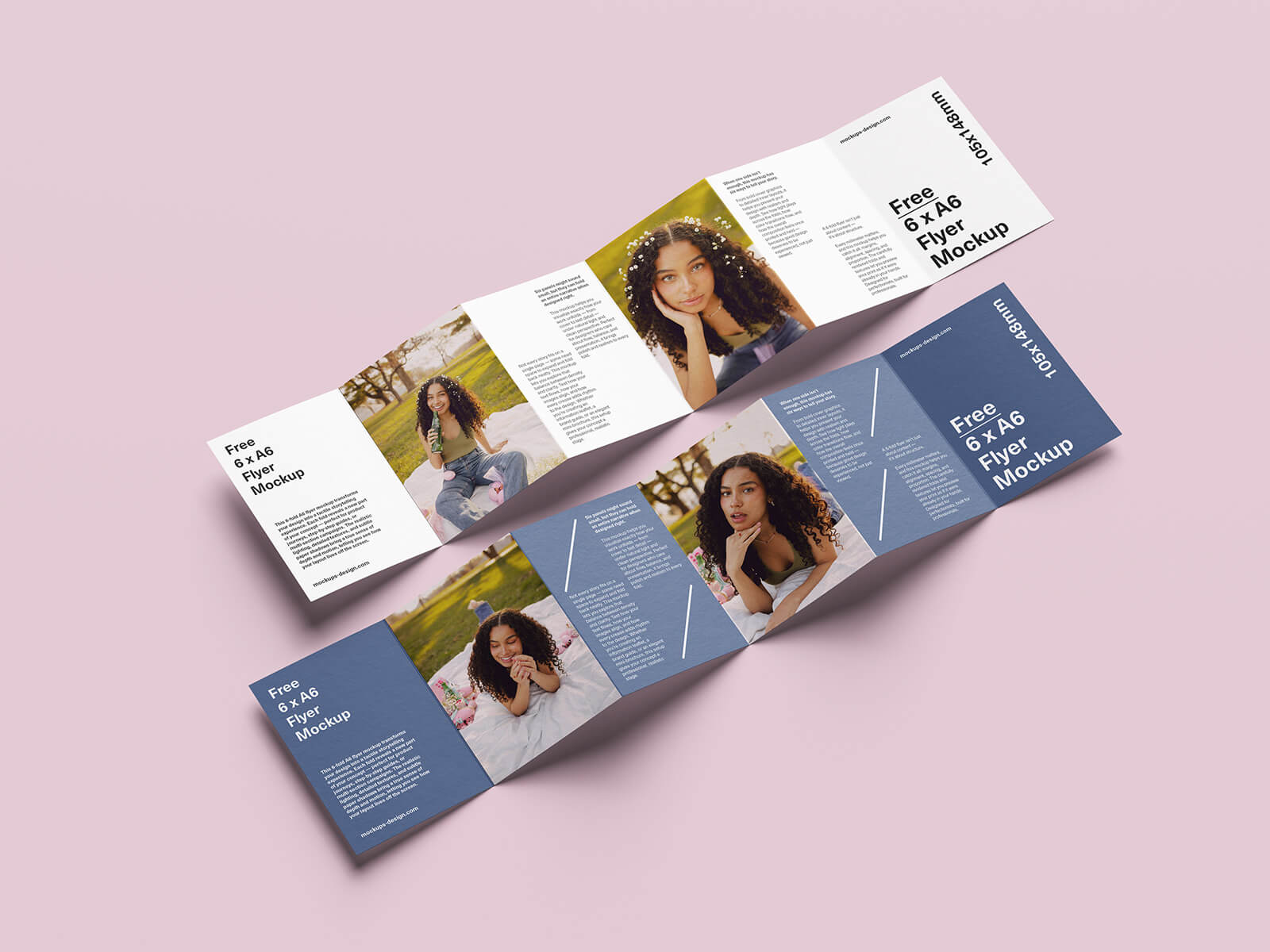 5 Free A6 Size 6-Fold Accordion Brochure Mockup PSD