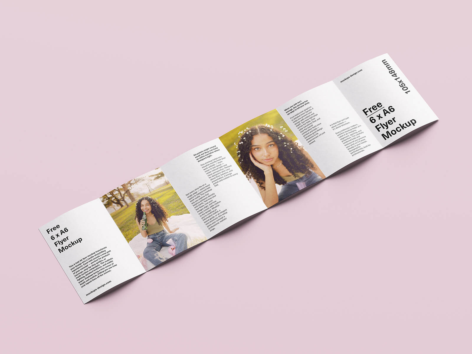 5 Free A6 Size 6-Fold Accordion Brochure Mockup PSD