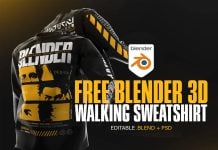 Free 3D Animated Blender Walking Sweatshirt Mockup