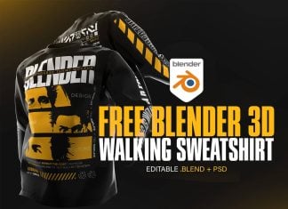 Free 3D Animated Blender Walking Sweatshirt Mockup