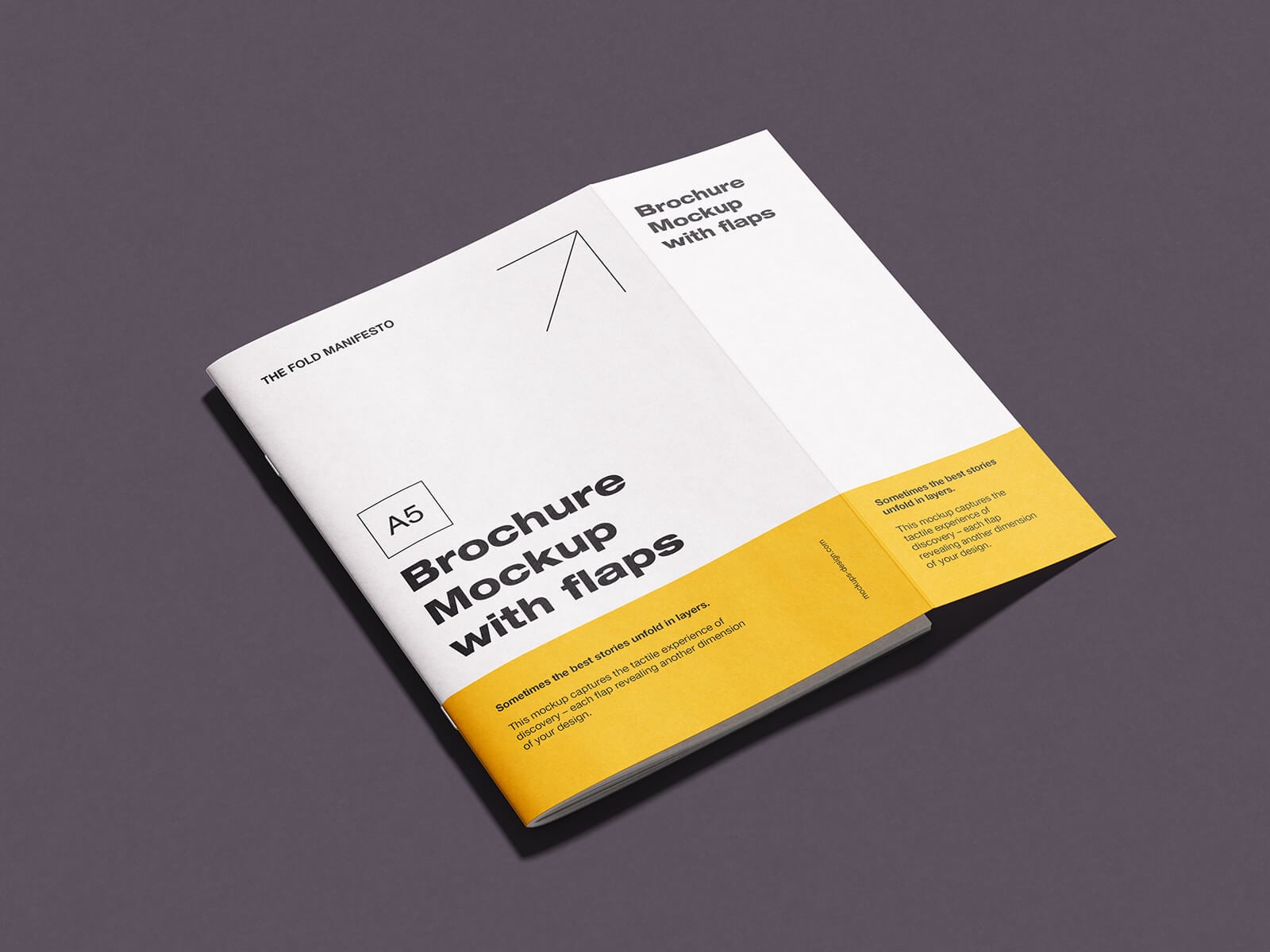 Flat lay A4 A5 brochure mockup with flaps - top view PSD