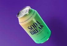 Free Aluminum Beverage Soda Can Mockup PSD