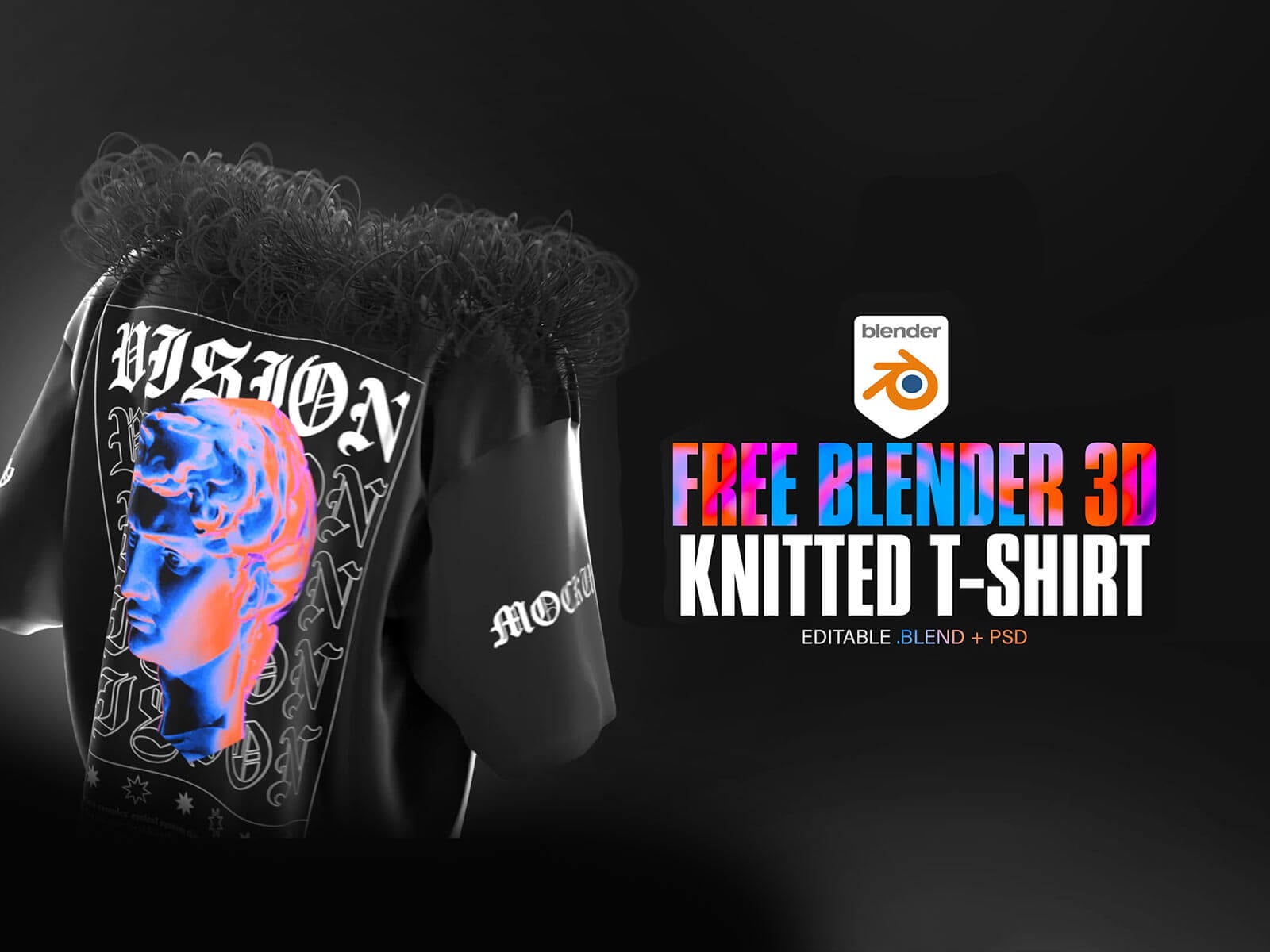 Free Blender 3D Knitted T-shirt Mockup PSD