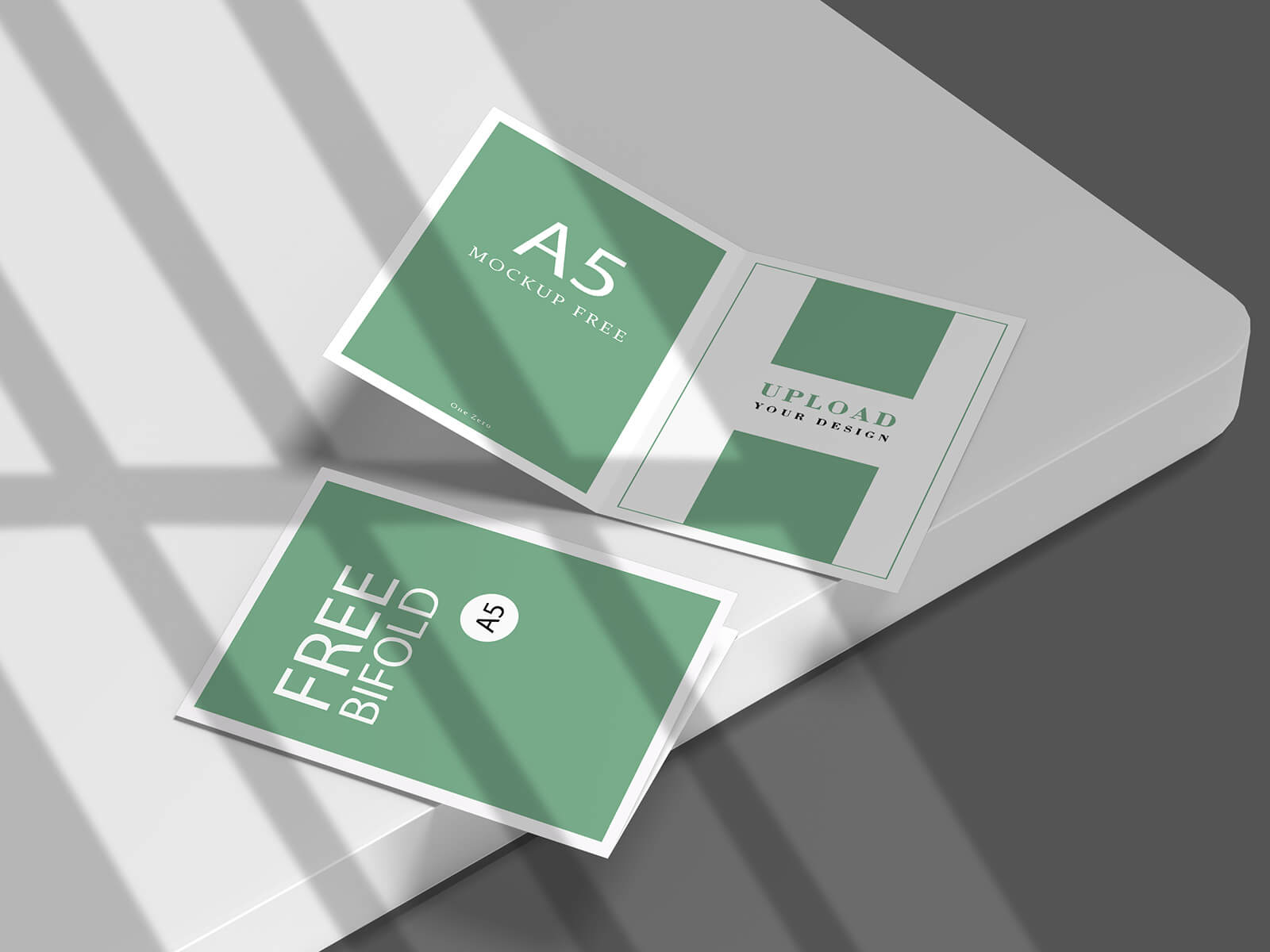 Free Clean A5 Bi-Fold Brochure Mockup PSD