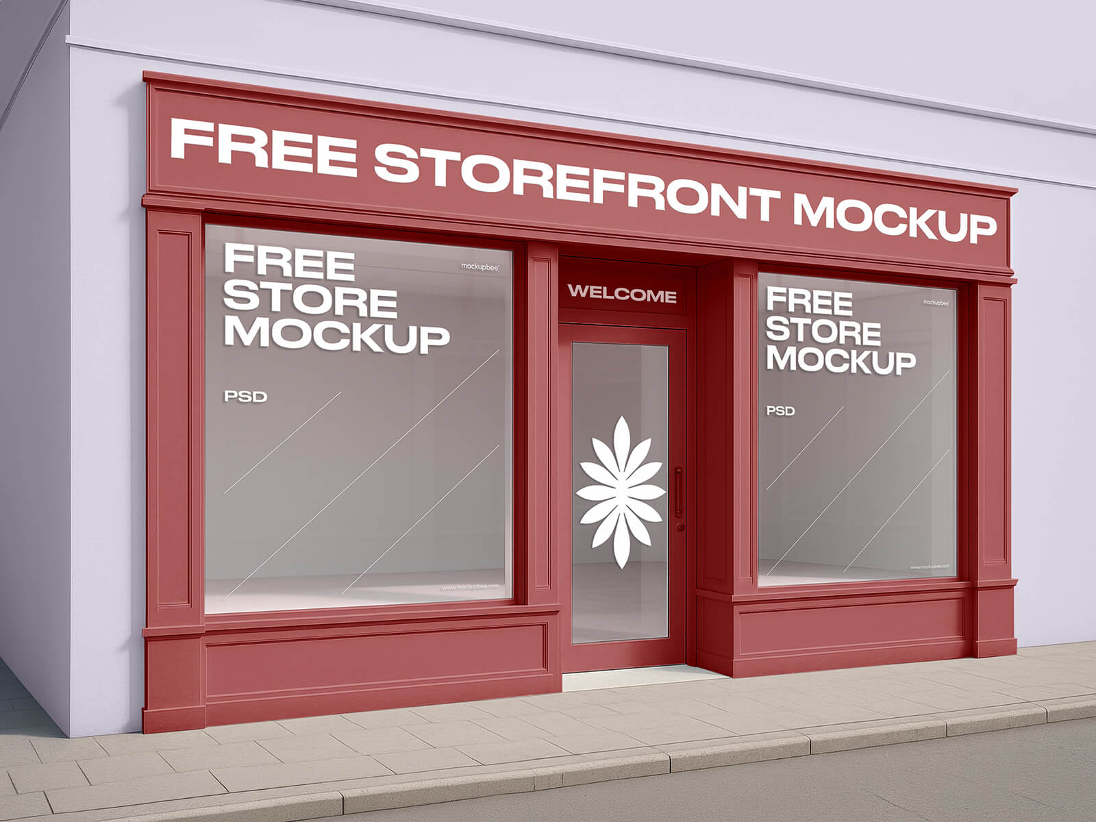 Free Corner Storefront Branding Mockup PSD