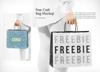 Free Hand Holding Brand Paper Shopping Bag Mockup PSD