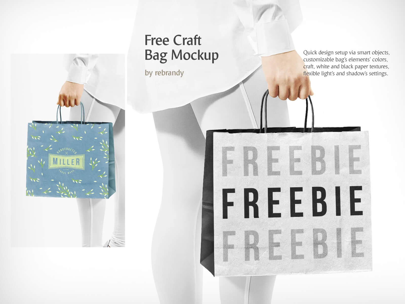 Free Hand Holding Brand Paper Shopping Bag Mockup PSD