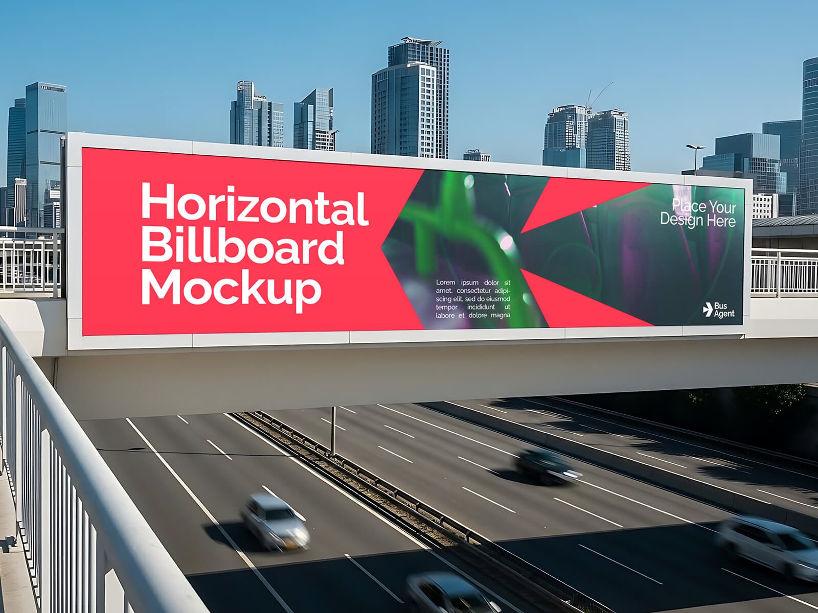 Free Highway Bridge Billboard Mockup PSD