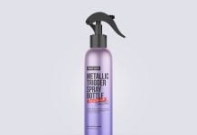 Free Metallc Trigger Spray Pump Bottle Mockup PSD