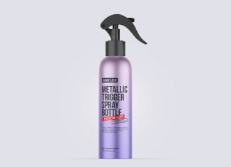 Free Metallc Trigger Spray Pump Bottle Mockup PSD