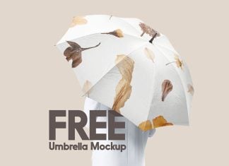 Free Model Holding Umbrella Mockup PSD