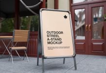Free Outdoor Steel A-Stand Mockup PSD