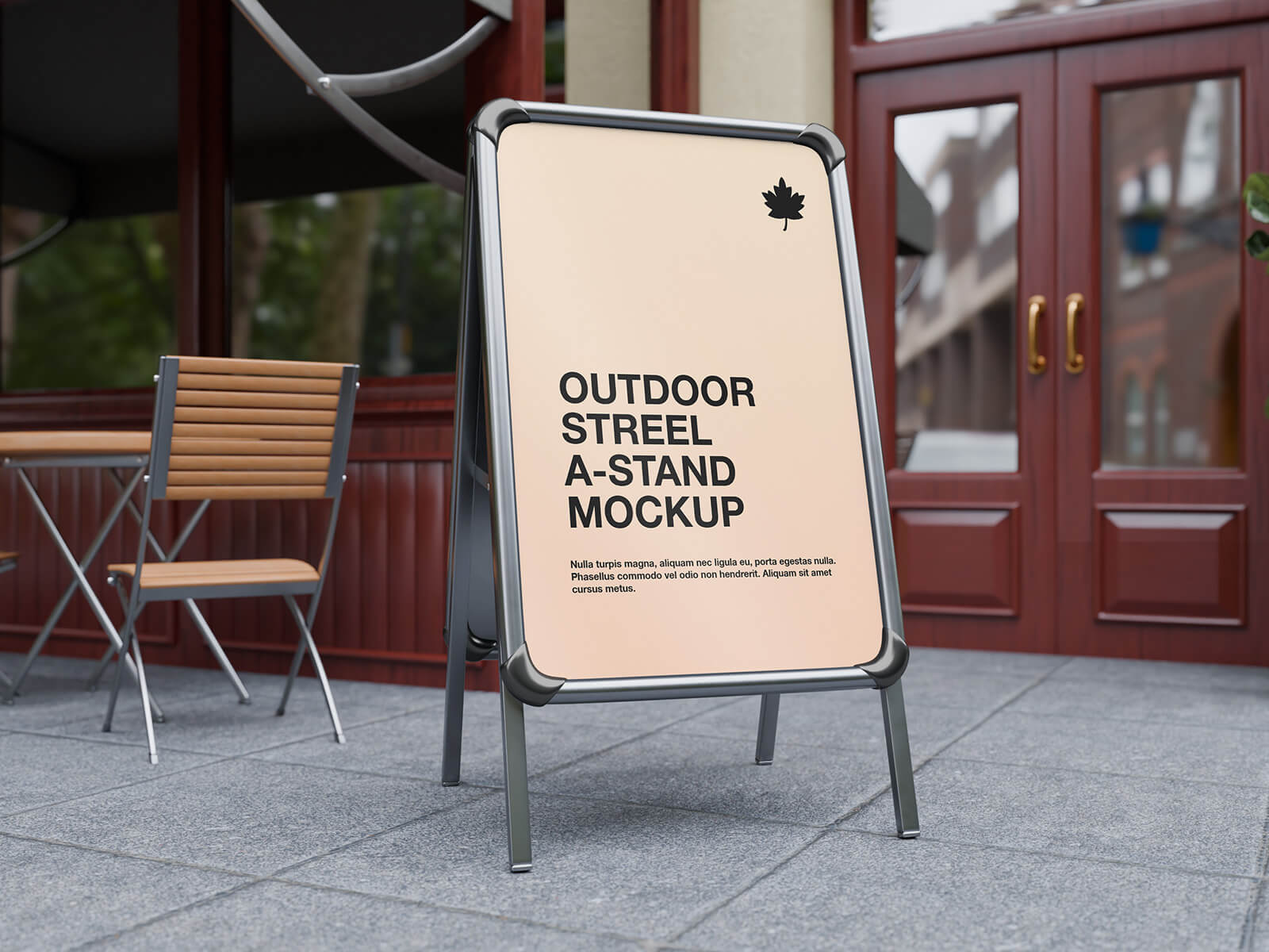 Free Outdoor Steel A-Stand Mockup PSD