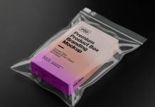 Free Product Box in Resealable Plastic Bag Mockup PSD Free Product Box in Resealable Plastic Bag Mockup PSD