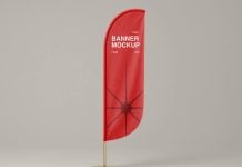Free Quill Feather Flag Banner Mockup PSD