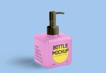 Free Translucent Cubic Dispenser Pump Bottle Mockup