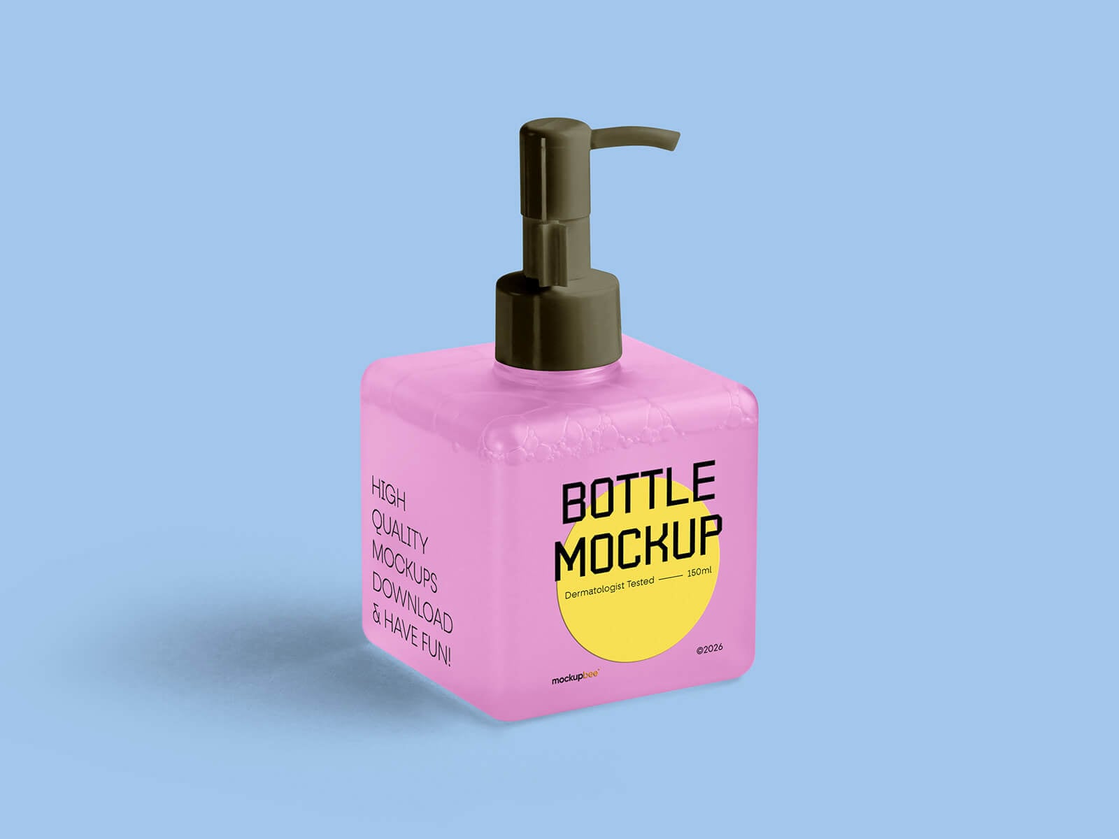 Free Translucent Cubic Dispenser Pump Bottle Mockup