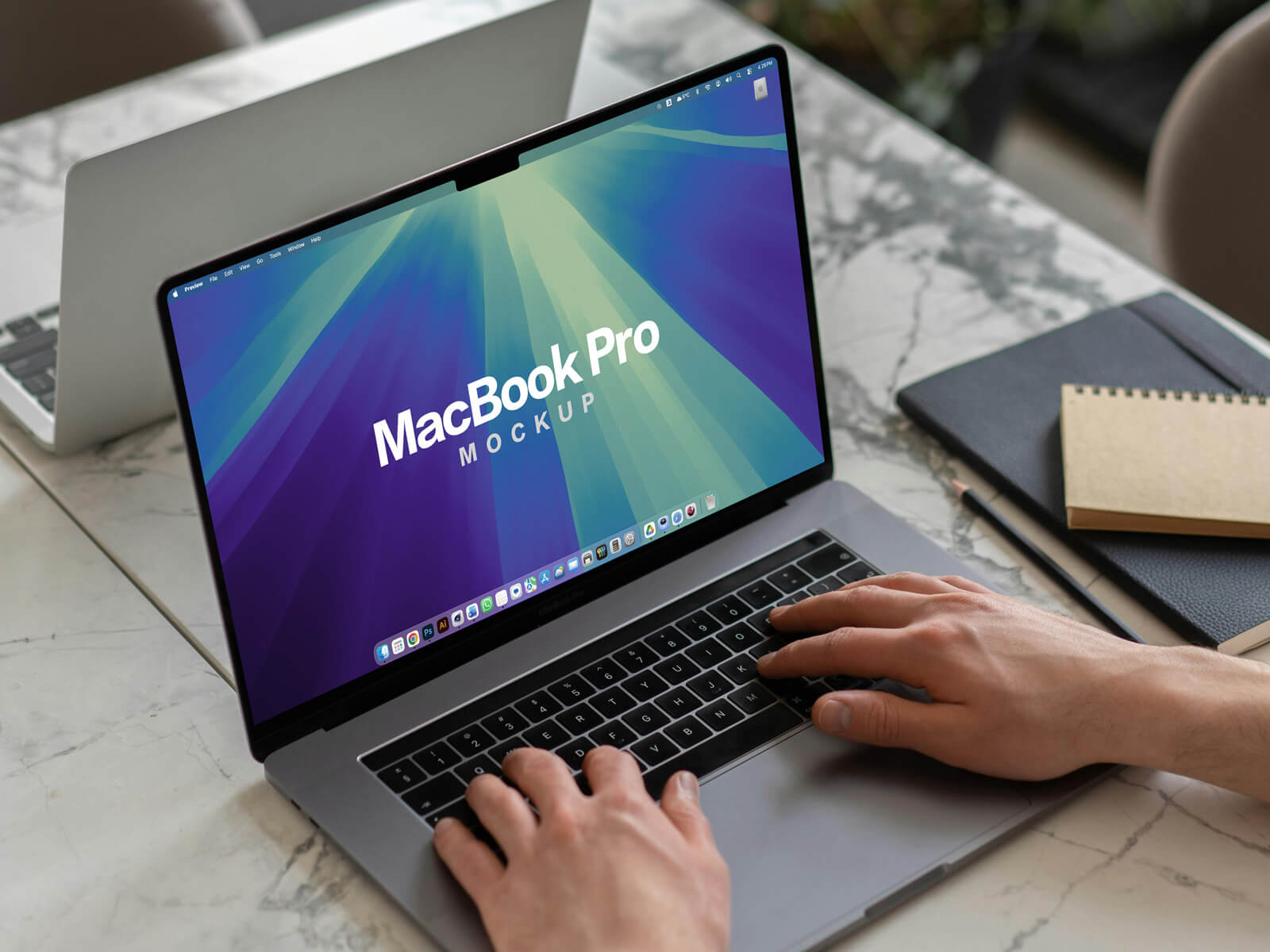 Free Ultra Realistic MacBook Pro Mockup | Hands on Keyboard