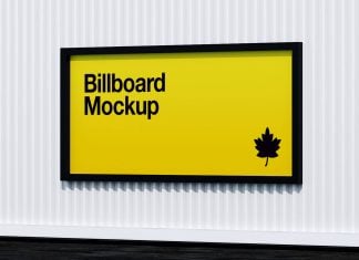 Free Wall-Mounted Billboard Mockup PSD