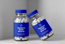 Free White Capsules Medicine Bottle Mockup PSD