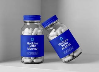 Free White Capsules Medicine Bottle Mockup PSD