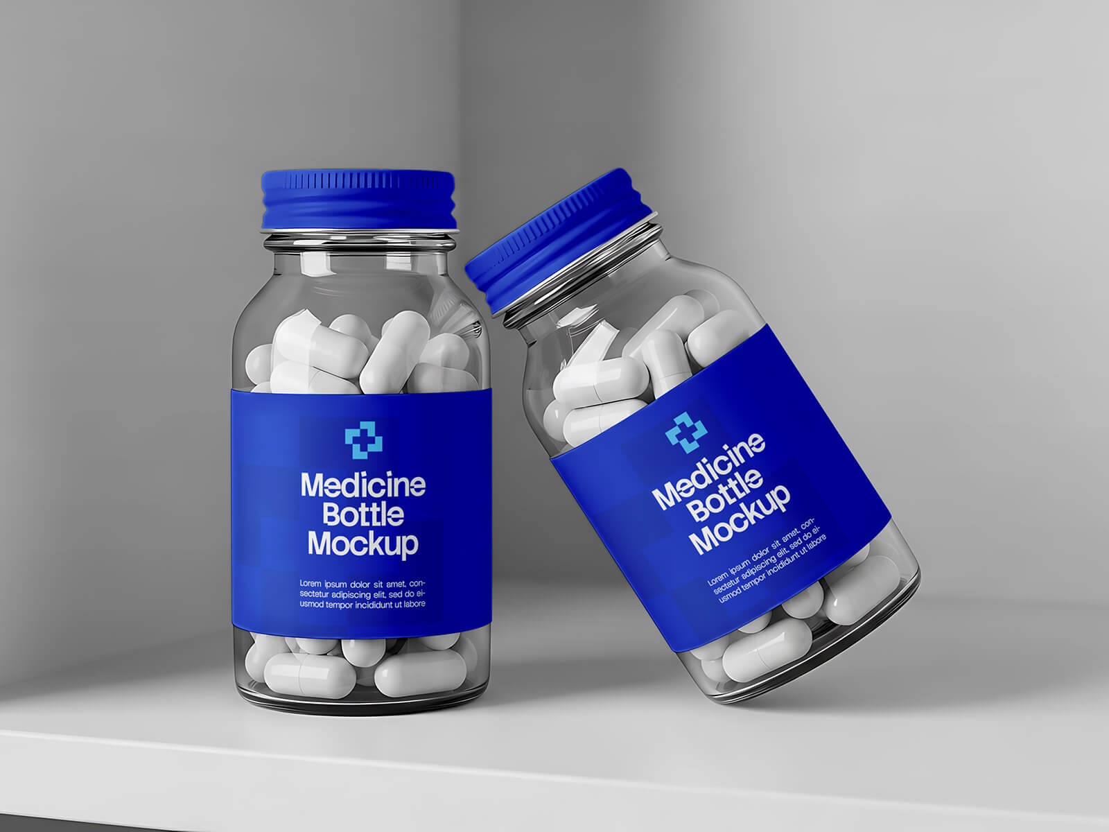 Free White Capsules Medicine Bottle Mockup PSD