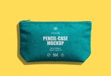 Free Zipper Fabric Pencil Case Mockup PSD