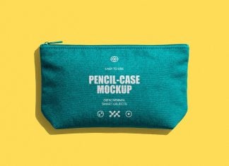 Free Zipper Fabric Pencil Case Mockup PSD