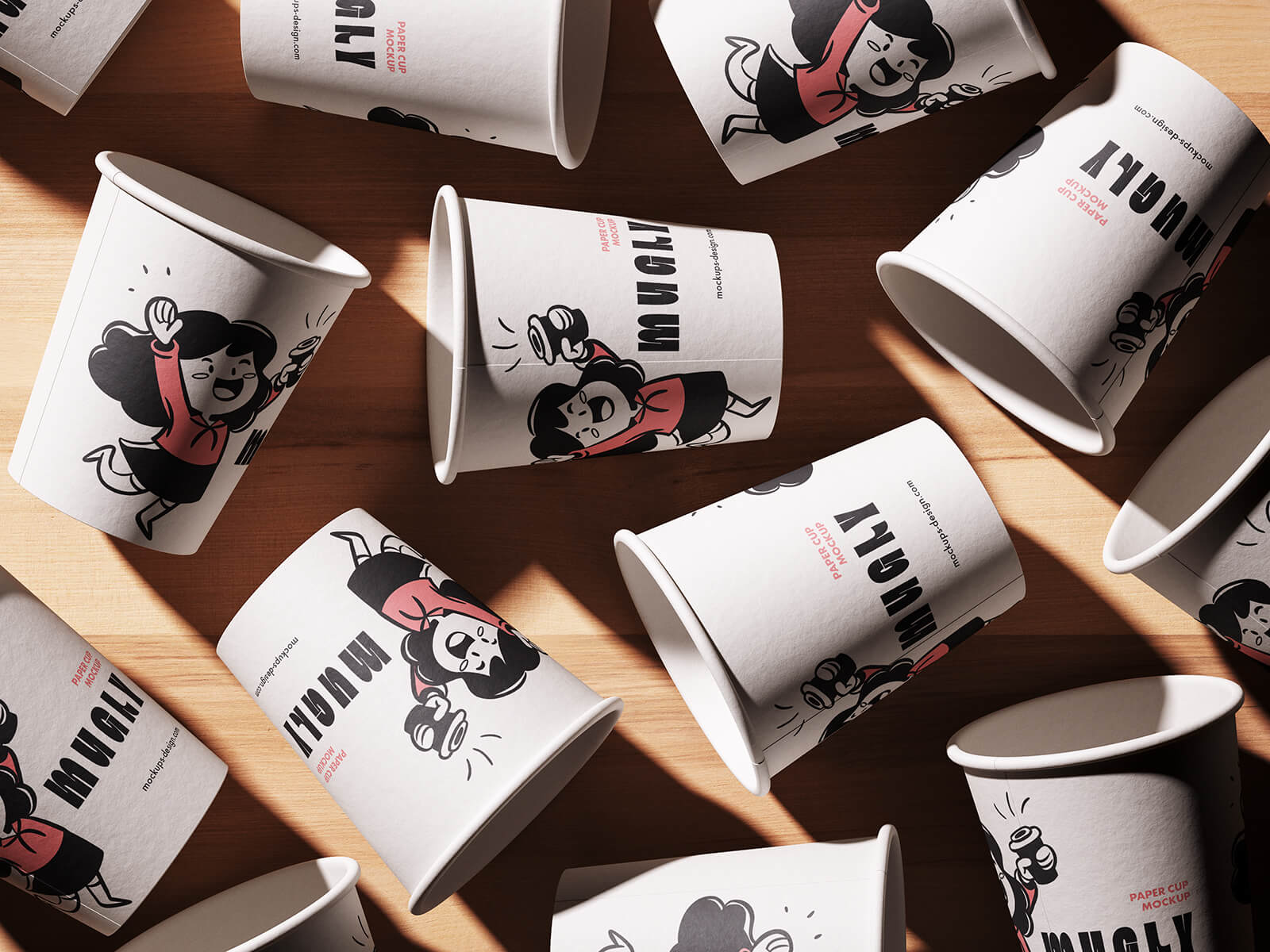 3 Free Disposable Paper Cup Mockup PSD