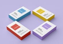 Free Stacked Business Card Mockup PSD Set with Colored Edges