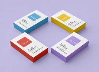 Free Stacked Business Card Mockup PSD Set with Colored Edges
