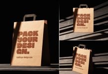 Free Kraft Paper Eco-Friendy Shopping Bag Mockup PSD Set