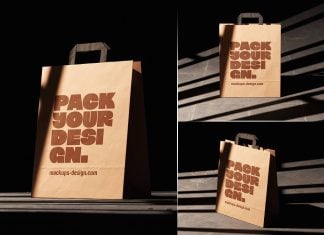 Free Kraft Paper Eco-Friendy Shopping Bag Mockup PSD Set