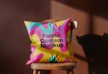 Free Square Cushion On Chair Mockup PSD Set