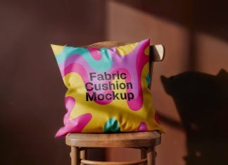 Free Square Cushion On Chair Mockup PSD Set