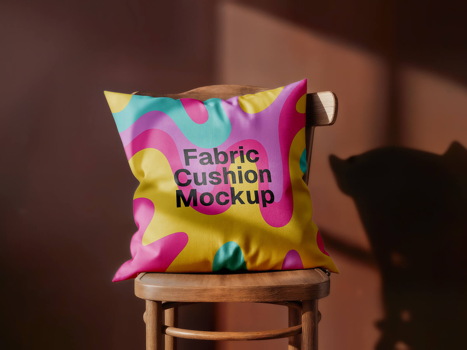 Free Square Cushion On Chair Mockup PSD Set
