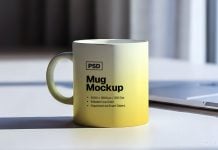 Free Minimalist Office Desk Mug Mockup PSD Set – Workspace Scene
