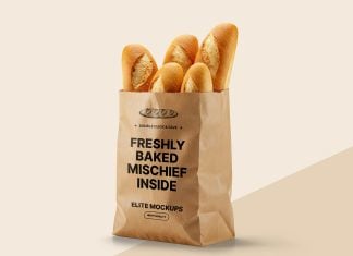 Free Baguette Paper Bag Mockup PSD