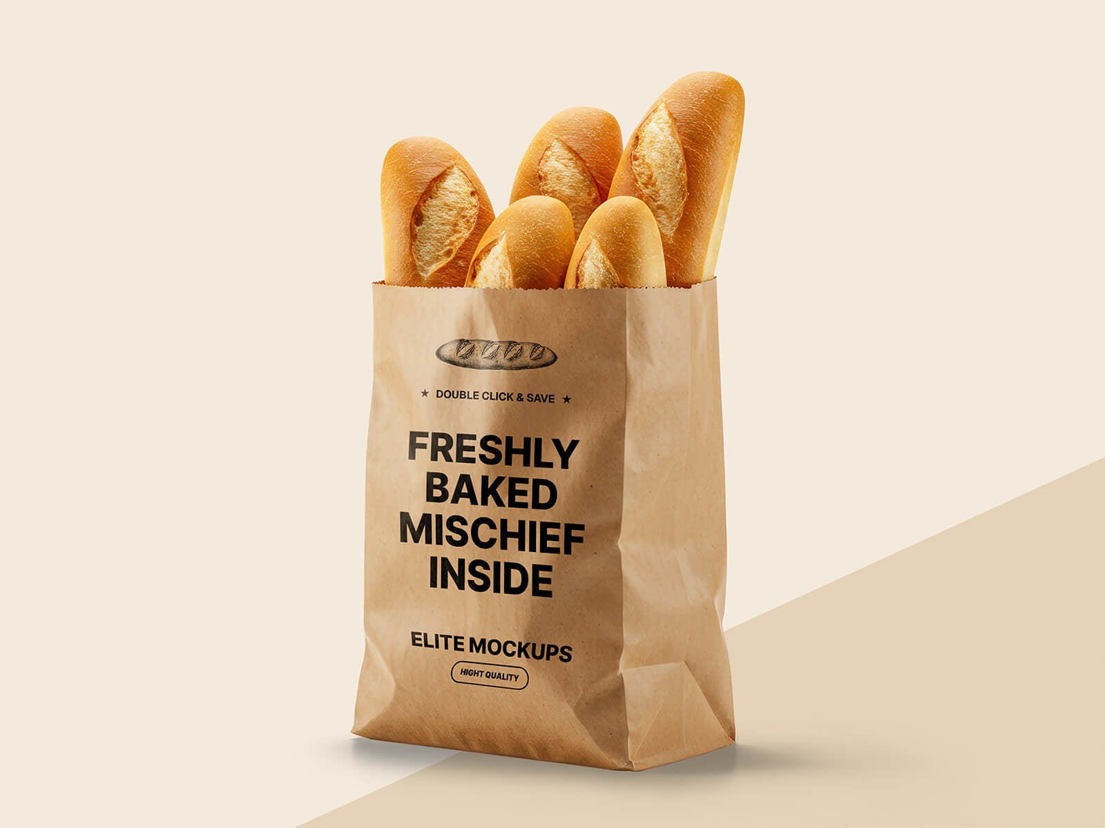 Free Baguette Paper Bag Mockup PSD